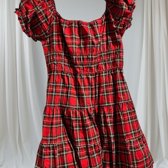 Hot Topic Red Plaid Babydoll Dress - Picture 4 of 4